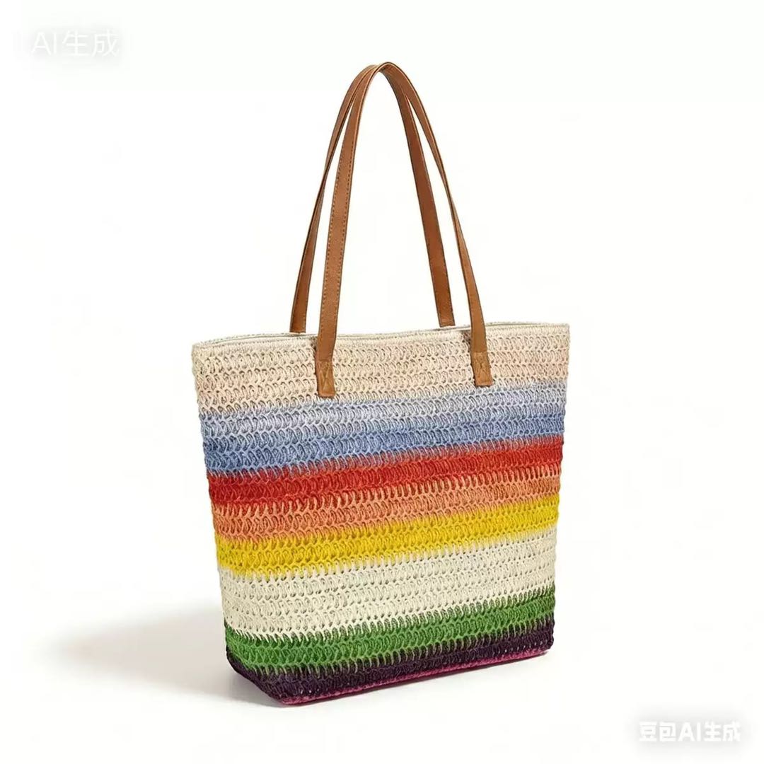 Bolso Playero de Rafia  Multicolor para Mujer | MIGMA Chile