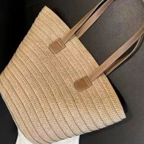 Bolso Playero de Rafia Rayas para Mujer | MIGMA Chile