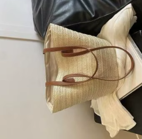 Bolso Playero de Rafia Rayas para Mujer | MIGMA Chile