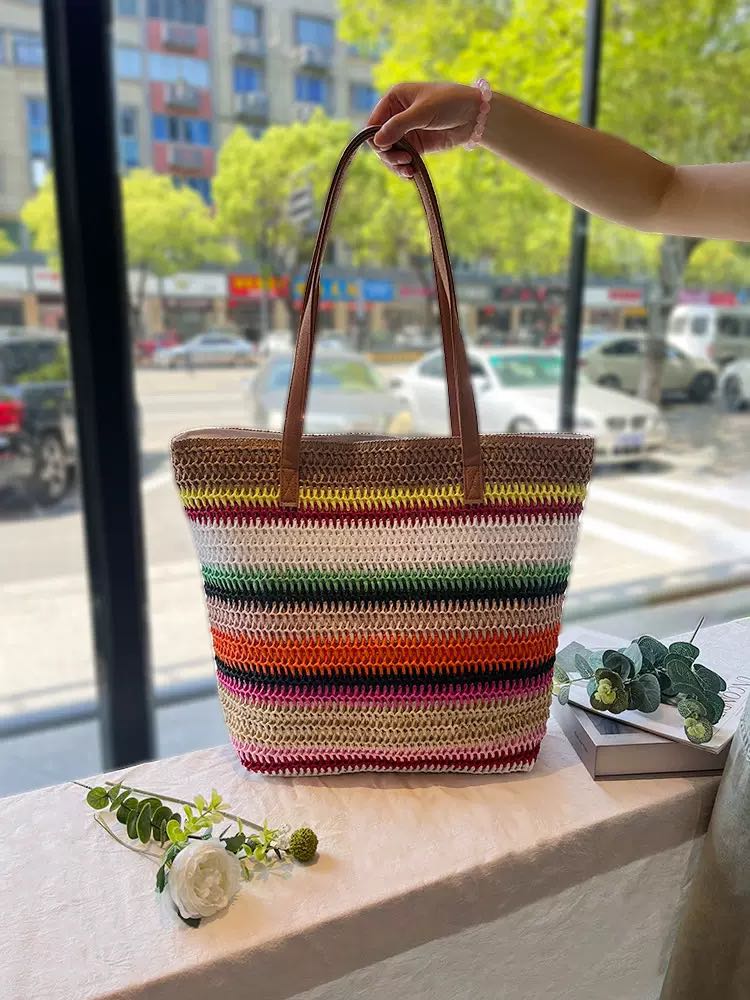 Bolso Playero de Rafia  Multicolor para Mujer | MIGMA Chile