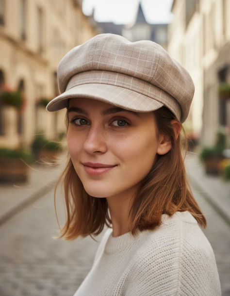 Sombrero Boina Visera 6 Paneles Lineas