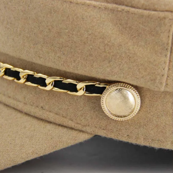 Sombrero Boina Militar Paño Con Cadena