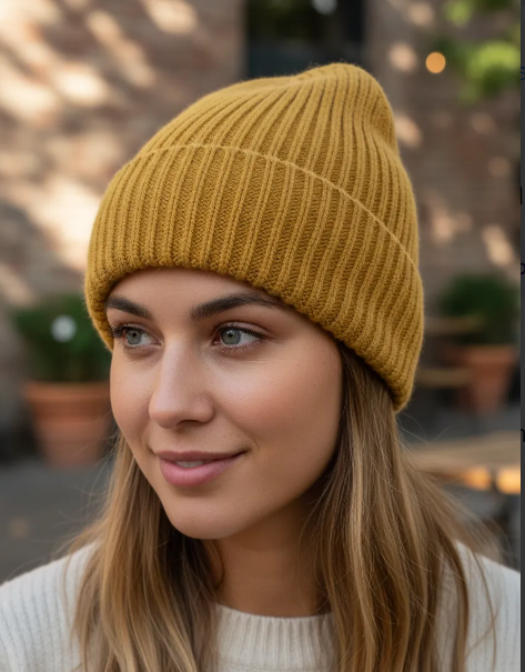 Gorro Beanie de Lana Tipo Angora con Vuelta | MIGMA Chile