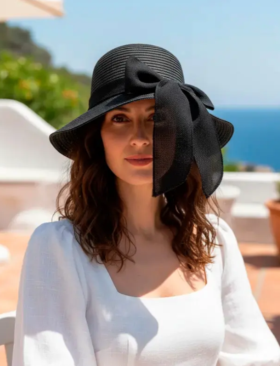Sombrero De Playa Mujer Rafia Con Lazo