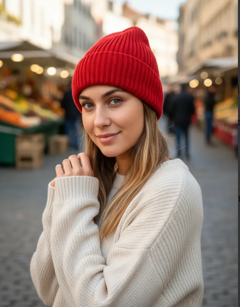 Gorro Beanie de Lana Tipo Angora con Vuelta | MIGMA Chile