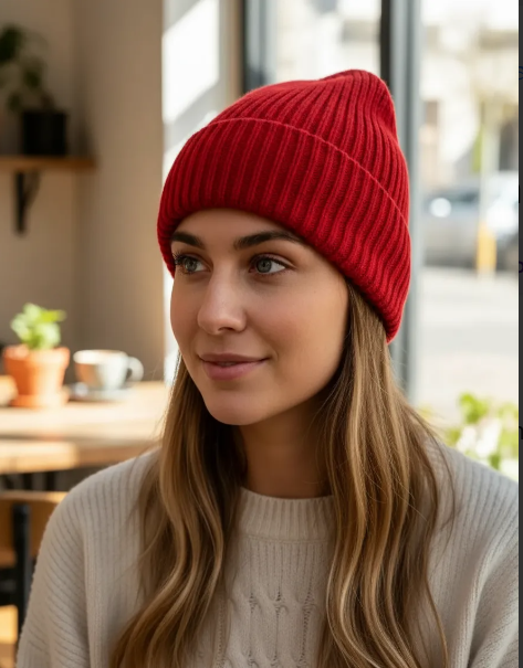 Gorro Beanie de Lana Tipo Angora con Vuelta | MIGMA Chile
