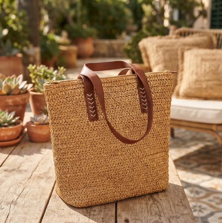 Bolso Playero de Rafia para Mujer | MIGMA Chile