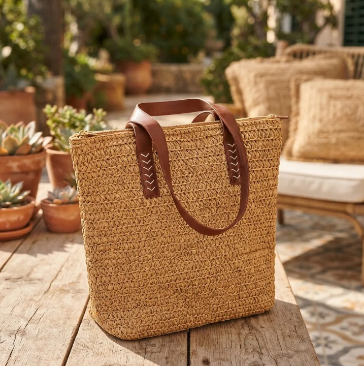 Bolso Playero de Rafia para Mujer | MIGMA Chile