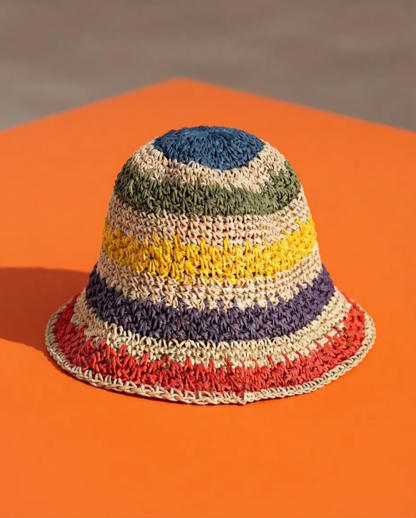 Bucket Hat de Rafia  Multicolor Unisex | MIGMA Chile