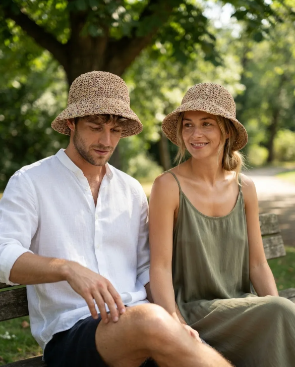 Bucket Hat de Rafia Multicolor Unisex | MIGMA Chile