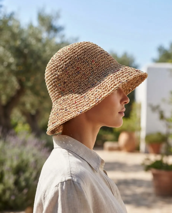Bucket Hat de Rafia Multicolor Unisex | MIGMA Chile