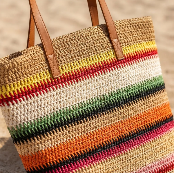 Bolso Playero de Rafia  Multicolor para Mujer | MIGMA Chile