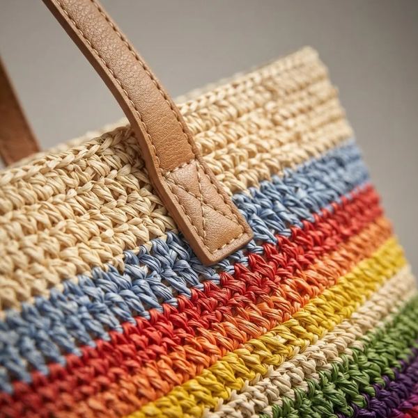Bolso Playero de Rafia  Multicolor para Mujer | MIGMA Chile