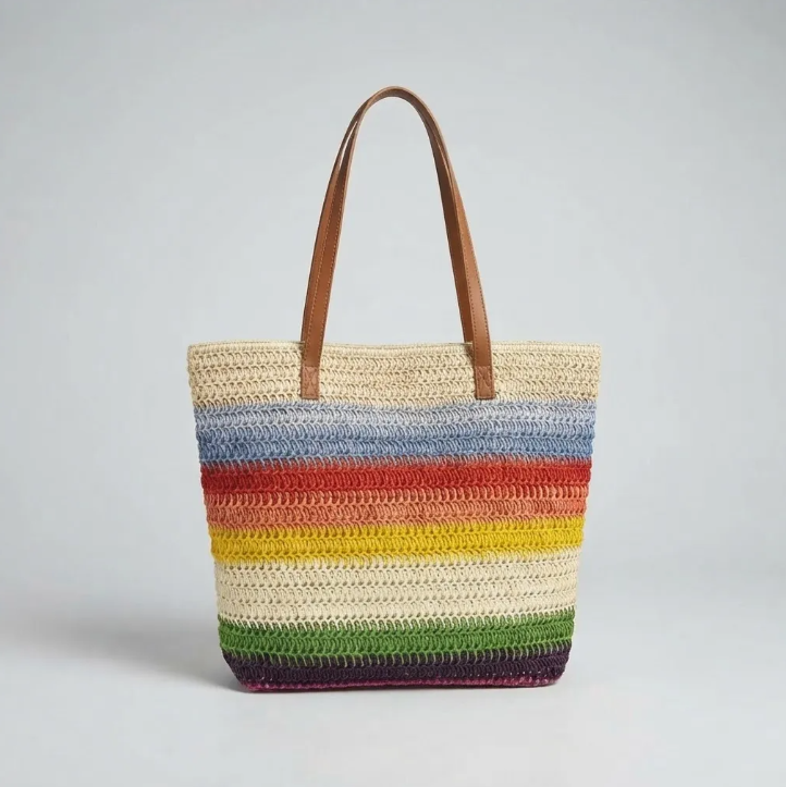 Bolso Playero de Rafia  Multicolor para Mujer | MIGMA Chile
