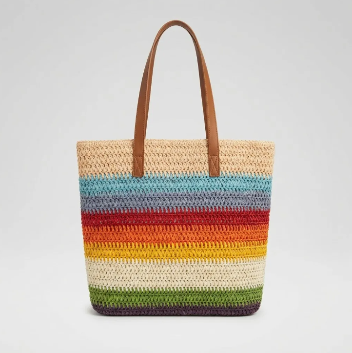 Bolso Playero de Rafia  Multicolor para Mujer | MIGMA Chile