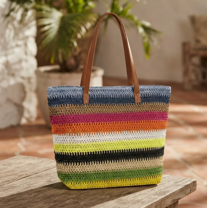 Bolso Playero de Rafia  Multicolor para Mujer | MIGMA Chile