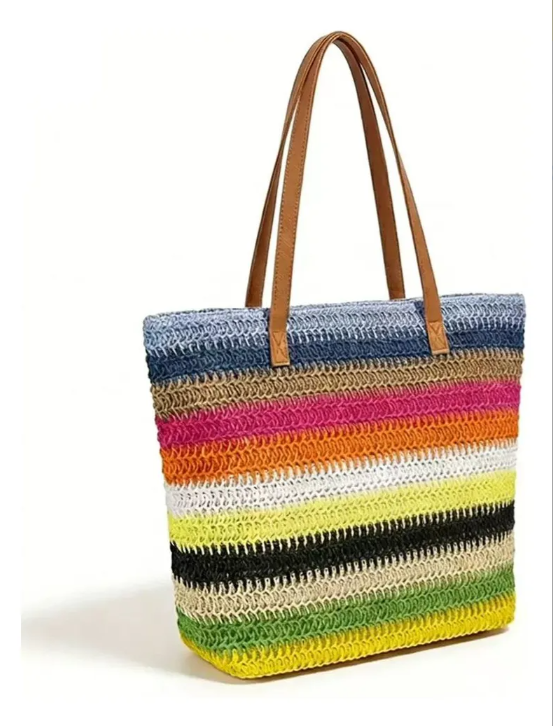 Bolso Playero de Rafia  Multicolor para Mujer | MIGMA Chile