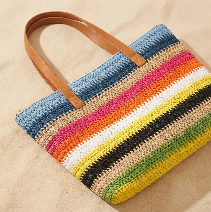 Bolso Playero de Rafia  Multicolor para Mujer | MIGMA Chile