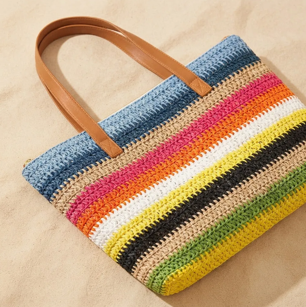 Bolso Playero de Rafia  Multicolor para Mujer | MIGMA Chile