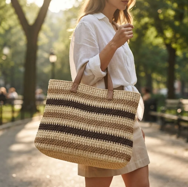 Bolso Playero de Rafia  Multicolor para Mujer | MIGMA Chile
