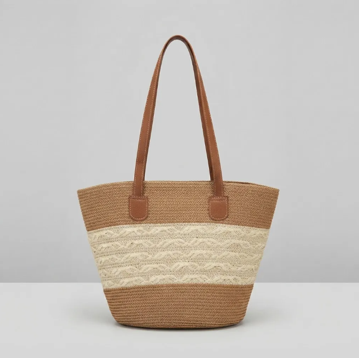 Bolso Playero de Rafia Rayas para Mujer | MIGMA Chile