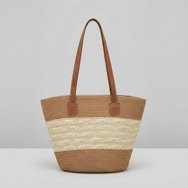Bolso Playero de Rafia Rayas para Mujer | MIGMA Chile