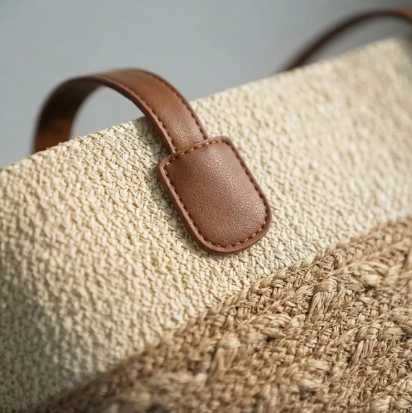 Bolso Playero de Rafia Rayas para Mujer | MIGMA Chile