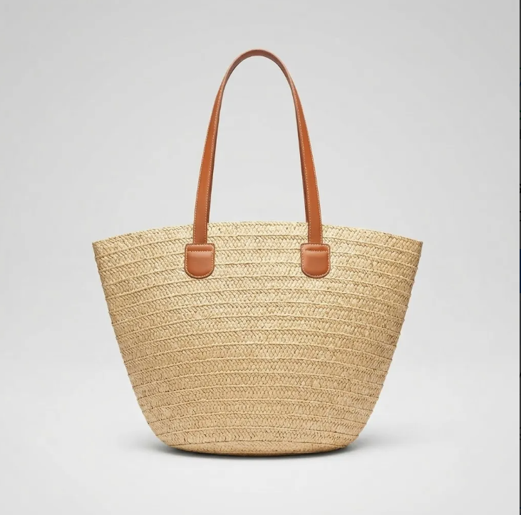 Bolso Playero de Rafia Rayas para Mujer | MIGMA Chile