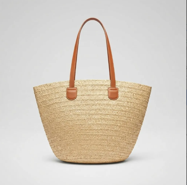Bolso Playero de Rafia Rayas para Mujer | MIGMA Chile