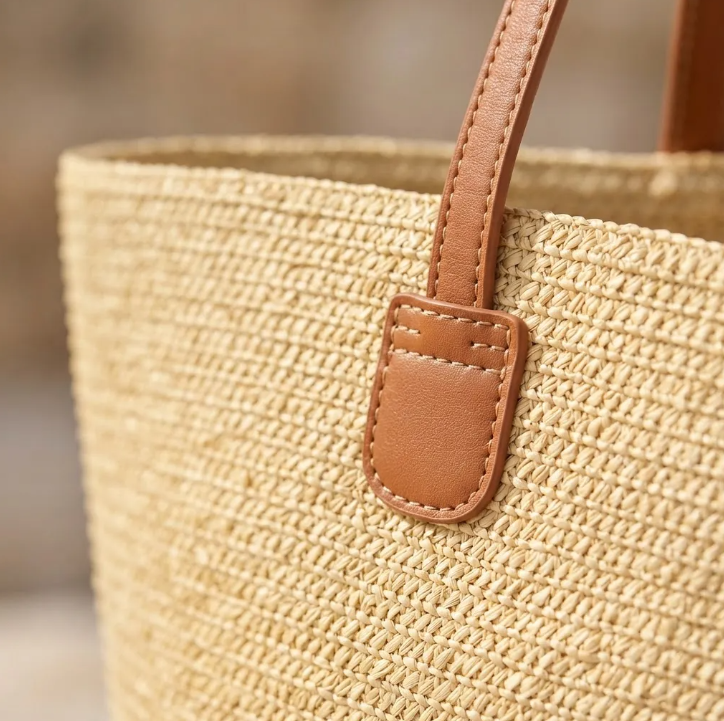 Bolso Playero de Rafia Rayas para Mujer | MIGMA Chile