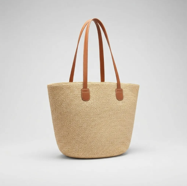 Bolso Playero de Rafia Rayas para Mujer | MIGMA Chile