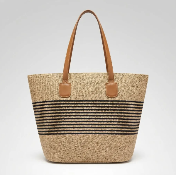 Bolso Playero de Rafia Rayas para Mujer | MIGMA Chile