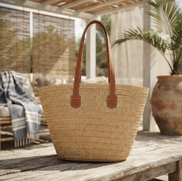 Bolso Playero de Rafia Rayas para Mujer | MIGMA Chile
