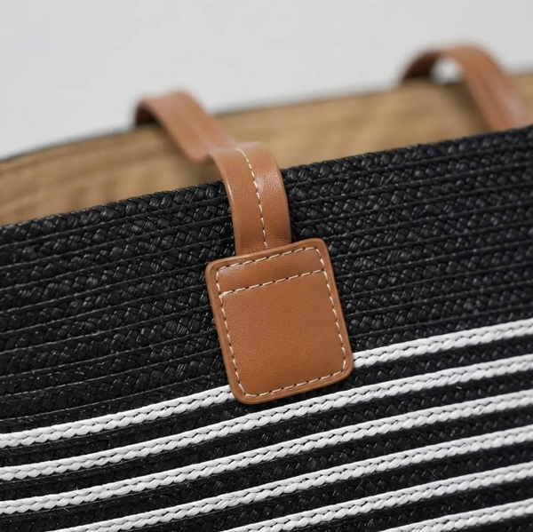 Bolso Playero de Rafia Rayas para Mujer | MIGMA Chile