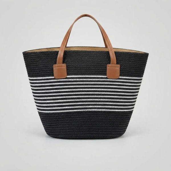 Bolso Playero de Rafia Rayas para Mujer | MIGMA Chile