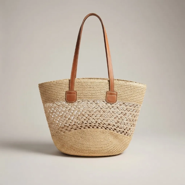 Bolso Playero de Rafia Rayas para Mujer | MIGMA Chile