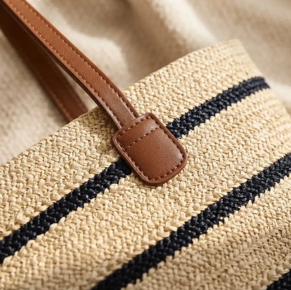 Bolso Playero de Rafia Rayas para Mujer | MIGMA Chile