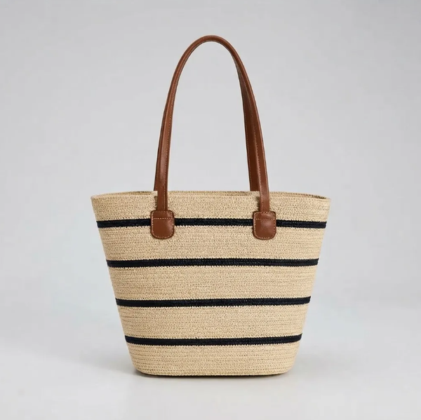 Bolso Playero de Rafia Rayas para Mujer | MIGMA Chile