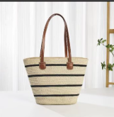Bolso Playero de Rafia Rayas para Mujer | MIGMA Chile